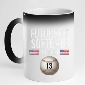 13 Year Old Softball Player 11oz Black Color Changing Mug