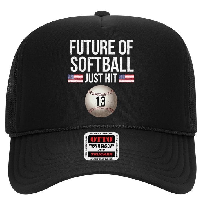 13 Year Old Softball Player High Crown Mesh Back Trucker Hat