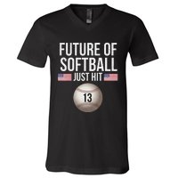 13 Year Old Softball Player V-Neck T-Shirt