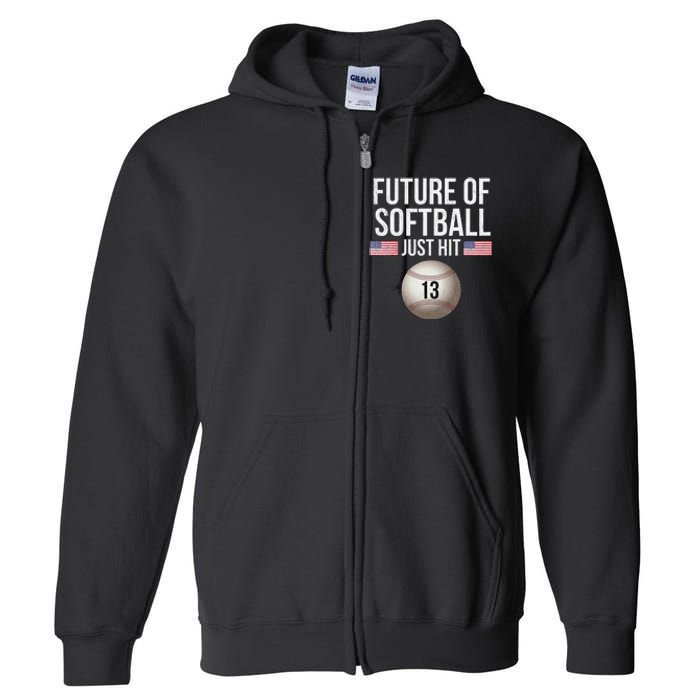 13 Year Old Softball Player Full Zip Hoodie