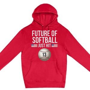 13 Year Old Softball Player Premium Pullover Hoodie