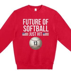 13 Year Old Softball Player Premium Crewneck Sweatshirt