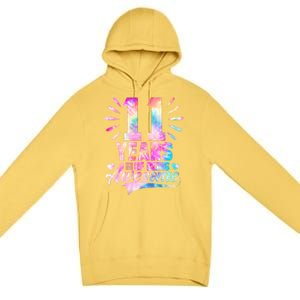 11 Years Old 11th Birthday Tie Dye Being Awesome Premium Pullover Hoodie