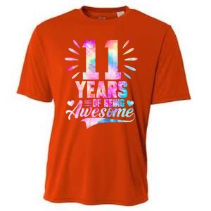 11 Years Old 11th Birthday Tie Dye Being Awesome Cooling Performance Crew T-Shirt