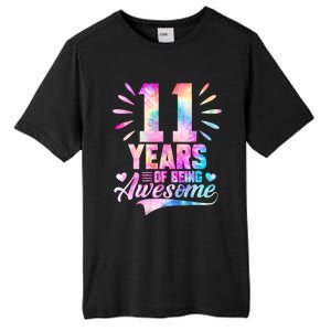 11 Years Old 11th Birthday Tie Dye Being Awesome Tall Fusion ChromaSoft Performance T-Shirt