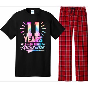 11 Years Old 11th Birthday Tie Dye Being Awesome Pajama Set