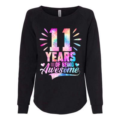 11 Years Old 11th Birthday Tie Dye Being Awesome Womens California Wash Sweatshirt