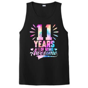 11 Years Old 11th Birthday Tie Dye Being Awesome PosiCharge Competitor Tank