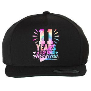 11 Years Old 11th Birthday Tie Dye Being Awesome Wool Snapback Cap