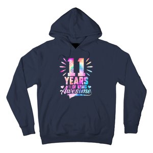 11 Years Old 11th Birthday Tie Dye Being Awesome Hoodie