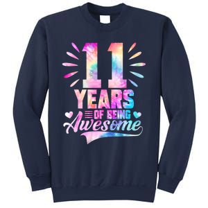 11 Years Old 11th Birthday Tie Dye Being Awesome Sweatshirt