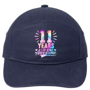 11 Years Old 11th Birthday Tie Dye Being Awesome 7-Panel Snapback Hat