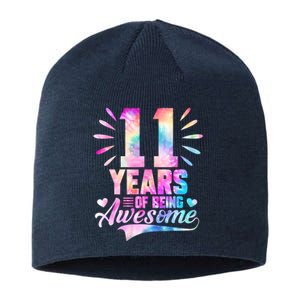 11 Years Old 11th Birthday Tie Dye Being Awesome Sustainable Beanie