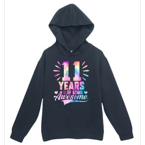 11 Years Old 11th Birthday Tie Dye Being Awesome Urban Pullover Hoodie