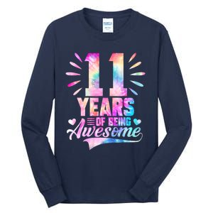 11 Years Old 11th Birthday Tie Dye Being Awesome Tall Long Sleeve T-Shirt