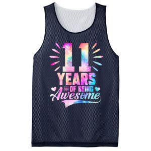 11 Years Old 11th Birthday Tie Dye Being Awesome Mesh Reversible Basketball Jersey Tank