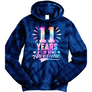 11 Years Old 11th Birthday Tie Dye Being Awesome Tie Dye Hoodie