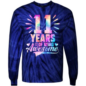 11 Years Old 11th Birthday Tie Dye Being Awesome Tie-Dye Long Sleeve Shirt