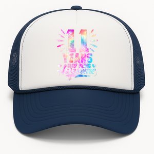 11 Years Old 11th Birthday Tie Dye Being Awesome Trucker Hat