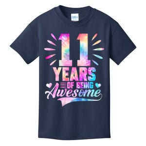 11 Years Old 11th Birthday Tie Dye Being Awesome Kids T-Shirt