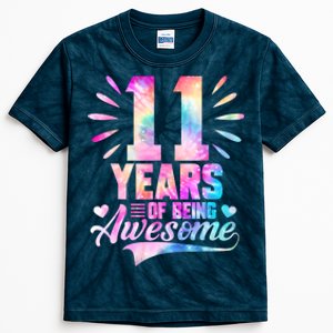 11 Years Old 11th Birthday Tie Dye Being Awesome Kids Tie-Dye T-Shirt