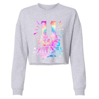 11 Years Old 11th Birthday Tie Dye Being Awesome Cropped Pullover Crew