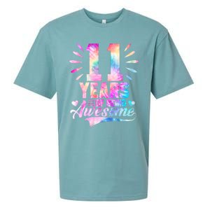 11 Years Old 11th Birthday Tie Dye Being Awesome Sueded Cloud Jersey T-Shirt