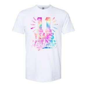 11 Years Old 11th Birthday Tie Dye Being Awesome Softstyle CVC T-Shirt