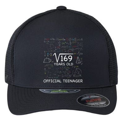 13 Year Old Birthday Official Teenager Square Root Of 169 Flexfit Unipanel Trucker Cap
