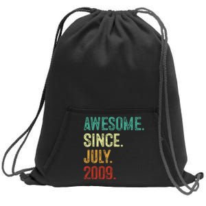 14 Year Old Awesome Since July 2009 14th Birthday Sweatshirt Cinch Pack Bag