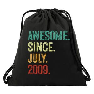 14 Year Old Awesome Since July 2009 14th Birthday Drawstring Bag