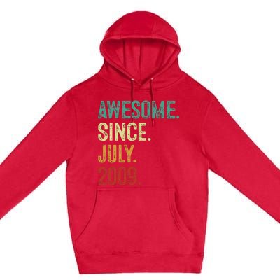 14 Year Old Awesome Since July 2009 14th Birthday Premium Pullover Hoodie