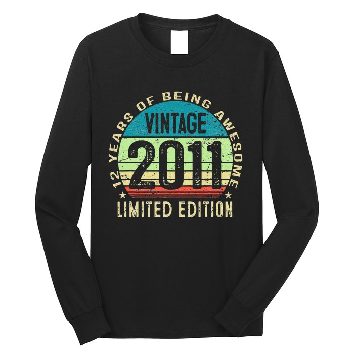 12 Year Old Giftss N Vintage 2011 12th Birthday Long Sleeve Shirt