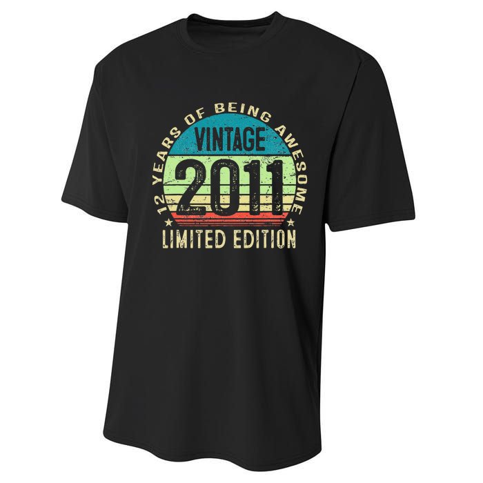 12 Year Old Giftss N Vintage 2011 12th Birthday Performance Sprint T-Shirt