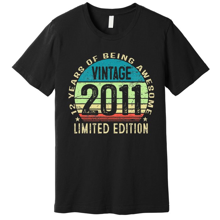 12 Year Old Giftss N Vintage 2011 12th Birthday Premium T-Shirt