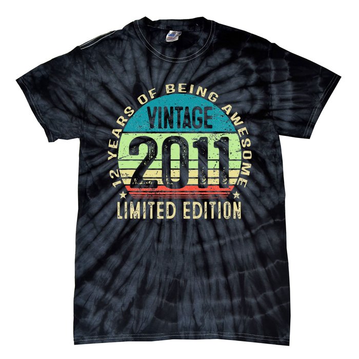 12 Year Old Giftss N Vintage 2011 12th Birthday Tie-Dye T-Shirt