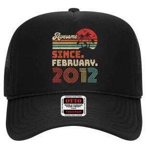 11 Year Old Awesome Since February 2012 11th Birthday High Crown Mesh Back Trucker Hat