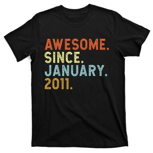 12 Years Old Awesome Since January 2011 12th 12 Birthday T-Shirt