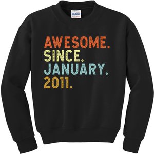 12 Years Old Awesome Since January 2011 12th 12 Birthday Kids Sweatshirt