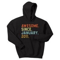 12 Years Old Awesome Since January 2011 12th 12 Birthday Kids Hoodie