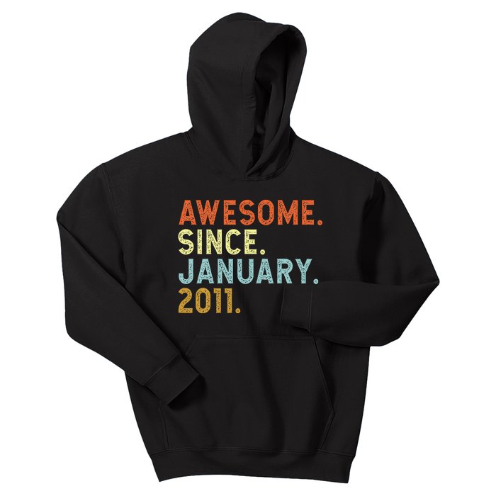 12 Years Old Awesome Since January 2011 12th 12 Birthday Kids Hoodie