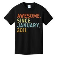 12 Years Old Awesome Since January 2011 12th 12 Birthday Kids T-Shirt