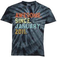 12 Years Old Awesome Since January 2011 12th 12 Birthday Kids Tie-Dye T-Shirt