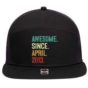 10 Years Old Awesome Since April 2013 10th Birthday 7 Panel Mesh Trucker Snapback Hat