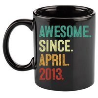 10 Years Old Awesome Since April 2013 10th Birthday 11oz C Handle Ceramic Mug