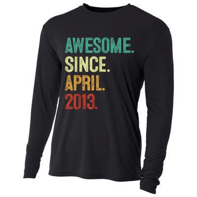 10 Years Old Awesome Since April 2013 10th Birthday Cooling Performance Long Sleeve Crew
