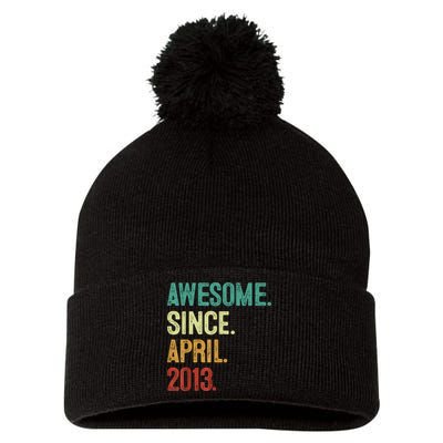 10 Years Old Awesome Since April 2013 10th Birthday Pom Pom 12in Knit Beanie