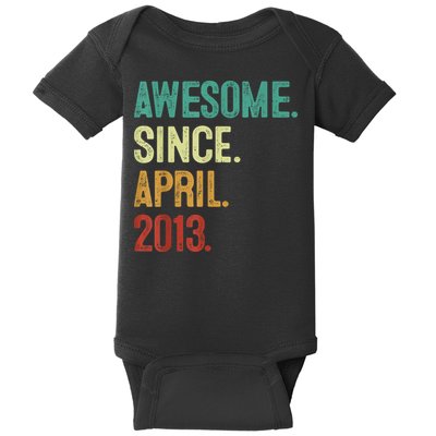 10 Years Old Awesome Since April 2013 10th Birthday Baby Bodysuit