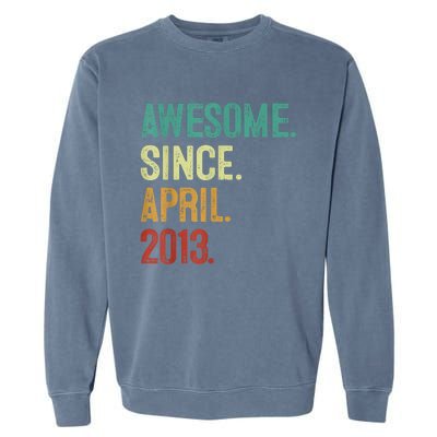 10 Years Old Awesome Since April 2013 10th Birthday Garment-Dyed Sweatshirt