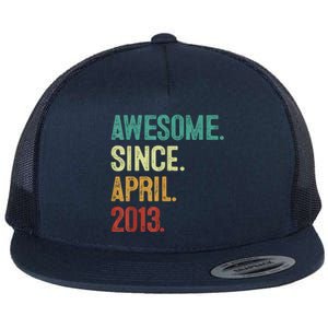 10 Years Old Awesome Since April 2013 10th Birthday Flat Bill Trucker Hat